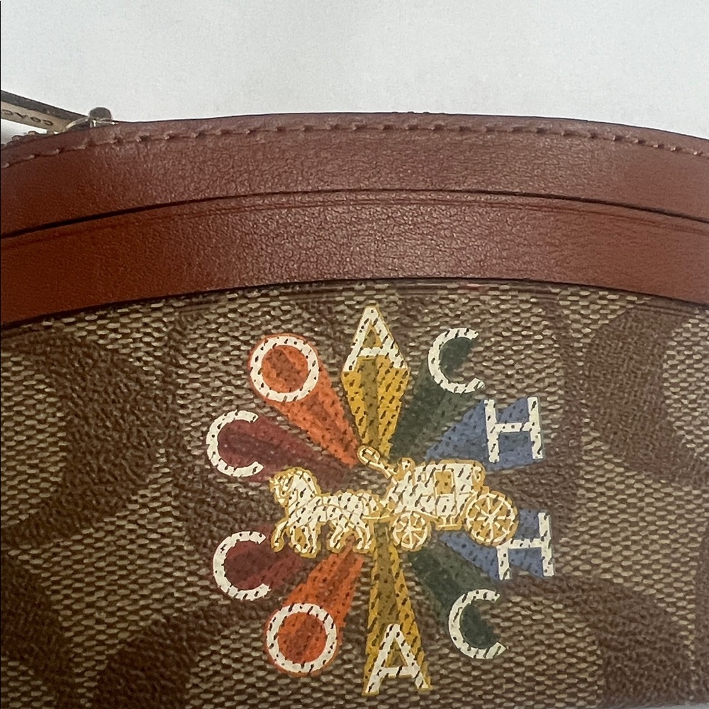 Coach Multicolor Logo Brown Card Case - Picture 2 of 5